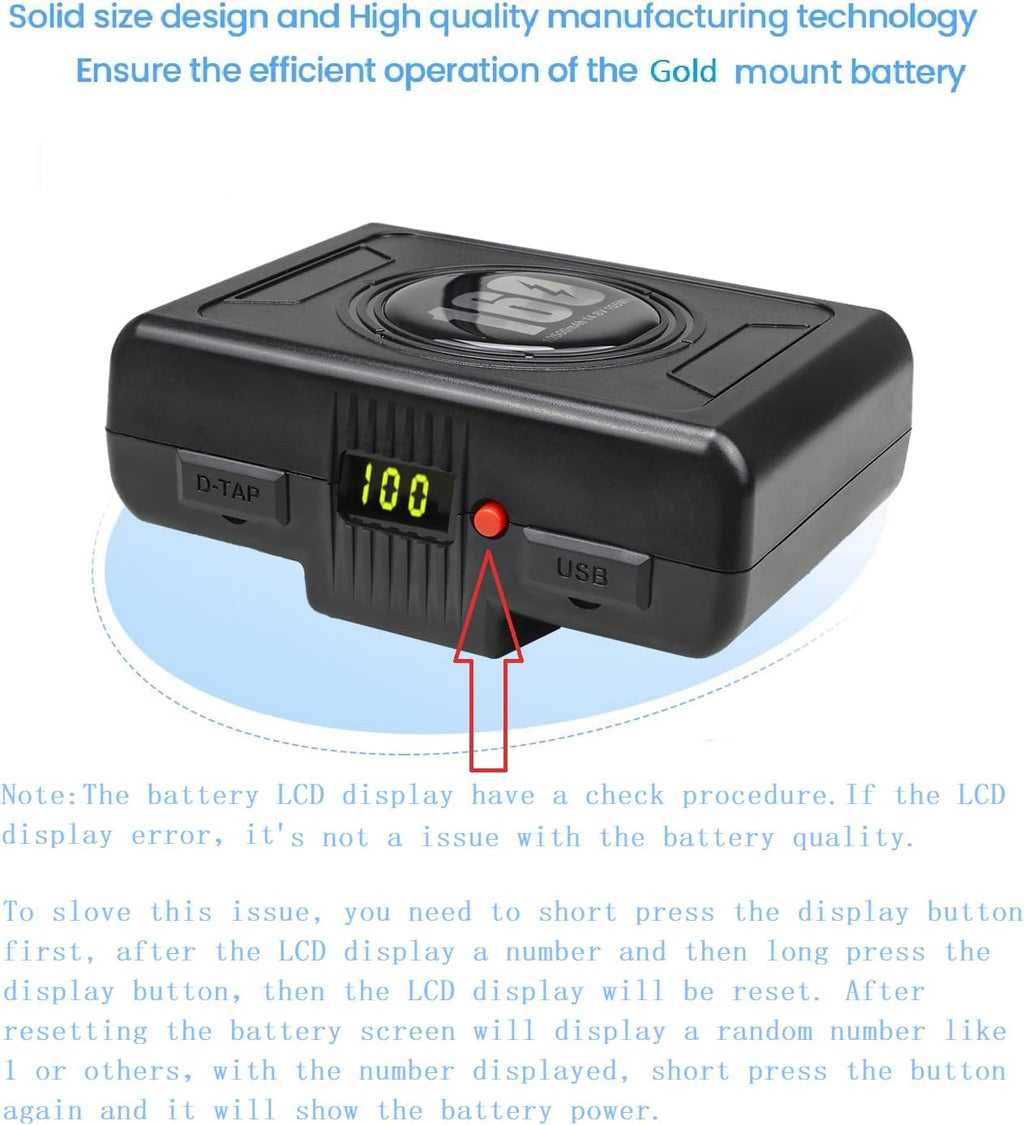 155Wh Gold Mount Battery with D-tap Charger and D-Tap Output Cable X549