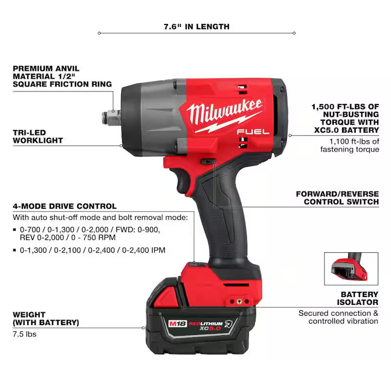 18V Lithium-Ion Brushless Cordless 1/2 in. Impact Wrench with Friction Ring Kit R36217