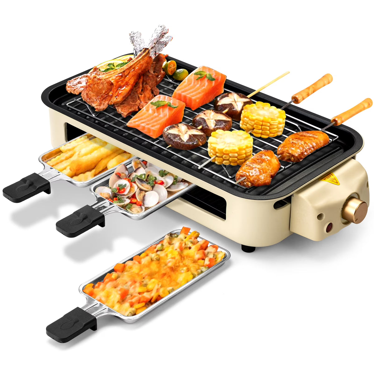 Non-Stick Portable Electric Indoor Grill with Removable Plate X8899
