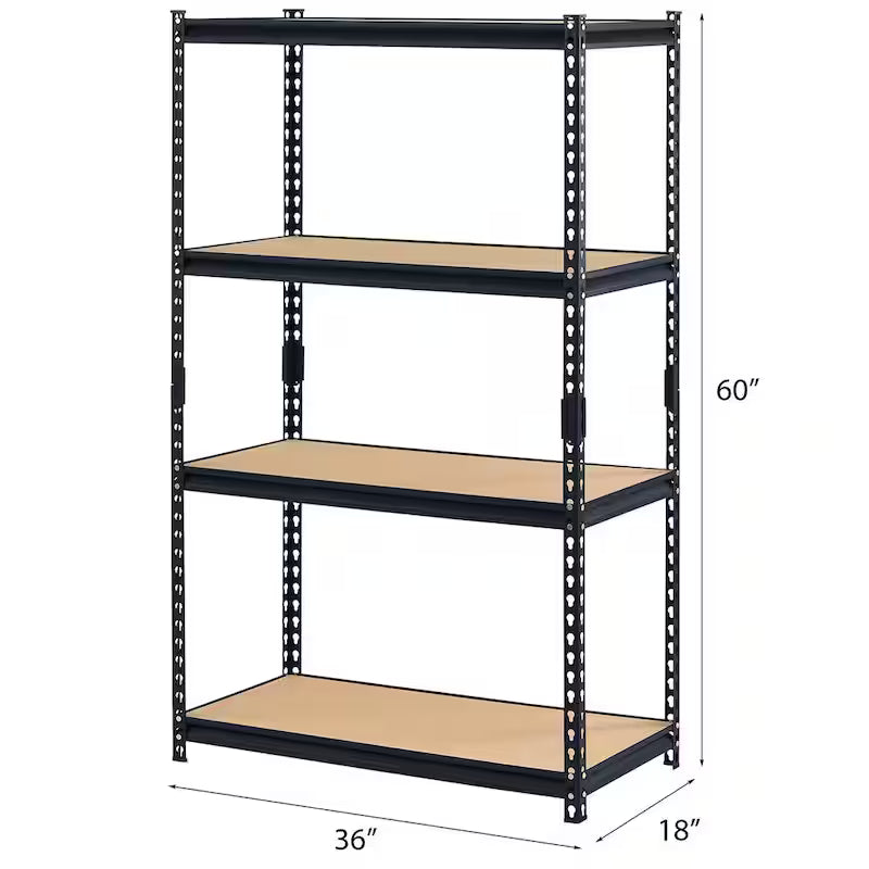 4-Tier Heavy Duty Steel Shelving Unit in Black L3197