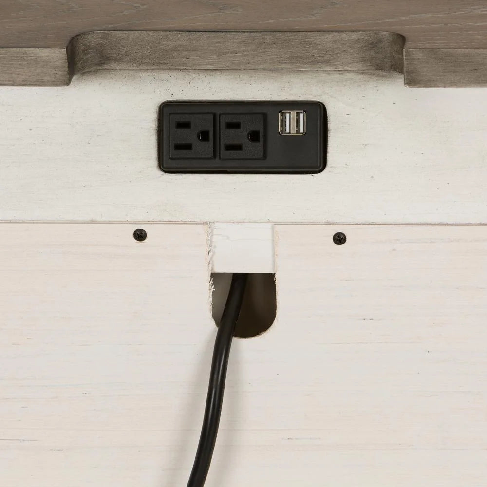 White 2 Drawer Night Stand with Charging Station G587