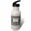 White Animal Print Gold Frame Monogram Letter C 21 oz Sports Water Bottle G4077