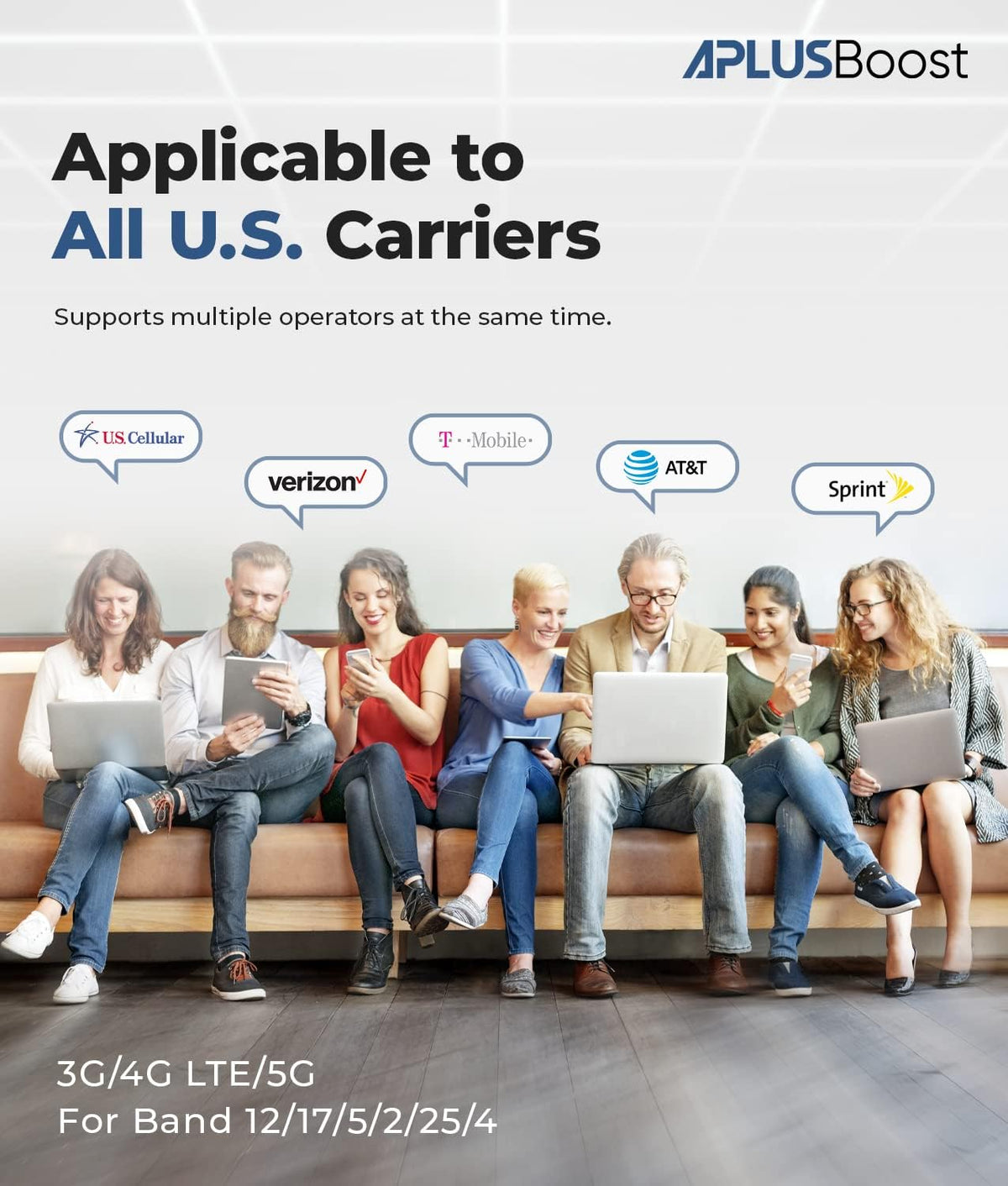 Cell Phone Signal Booster for All U.S. Carriers on Band 12/17/5/2/25/4, Up to 5,000 Sq Ft Q6186