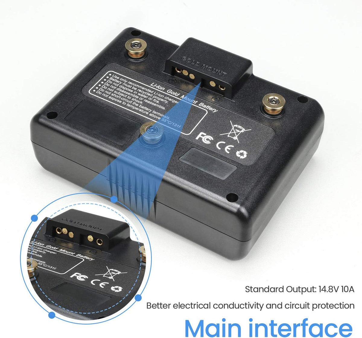 155Wh Gold Mount Battery with D-tap Charger and D-Tap Output Cable X549