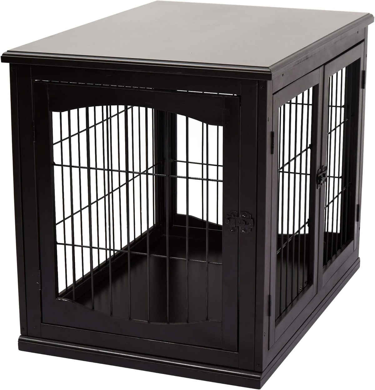 26'' Wooden Dog Cage Pet Crate Kennel with Double Door, Dark Brown D58910