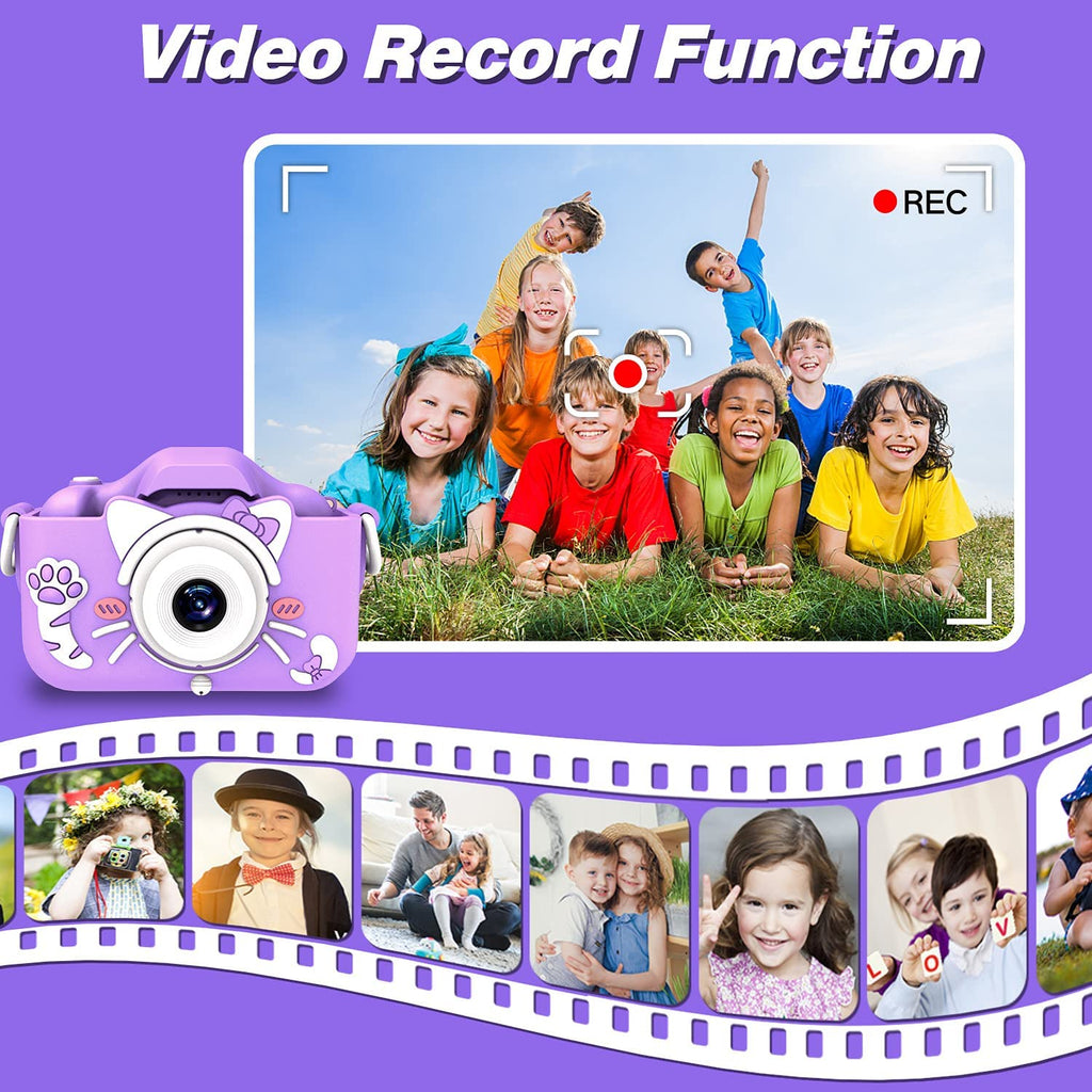 Kids Camera with Cartoon Soft Silicone Cover, 32G SD Card Included I3758