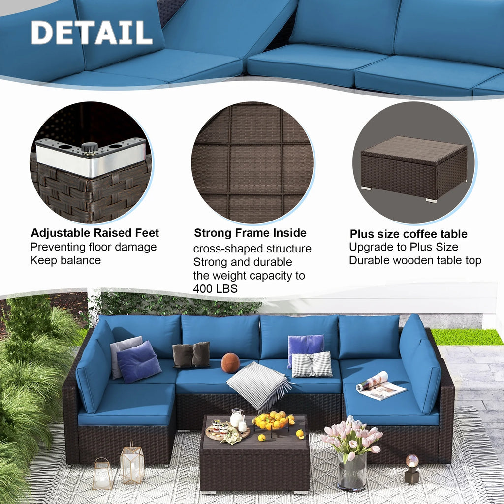 7 Piece All-Weather Rattan Wicker Patio Furniture Set M635392