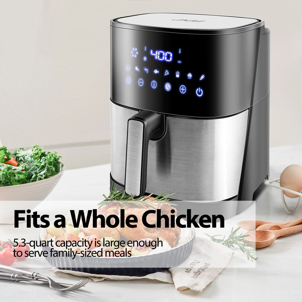 6.7 Quart Digital Stainless Steel Air Fryer Q894