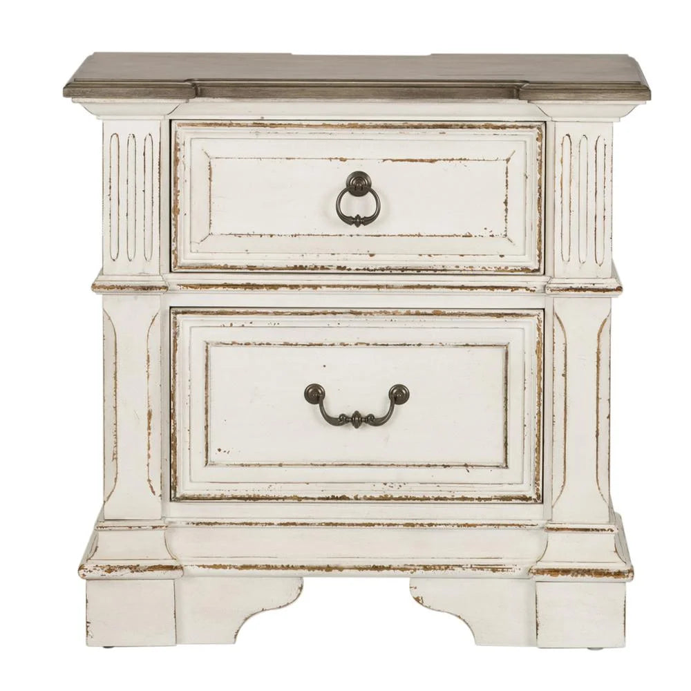 White 2 Drawer Night Stand with Charging Station G587