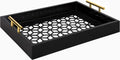 Navy Blue and Gold Rectangle Decorative Tray with Metal Handles U8661