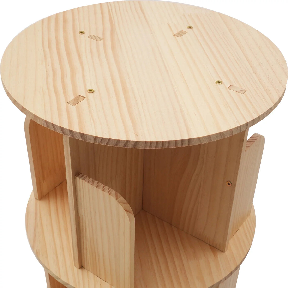 3 Tiered Rotating Wooden Bookshelf Storage Rack S52324
