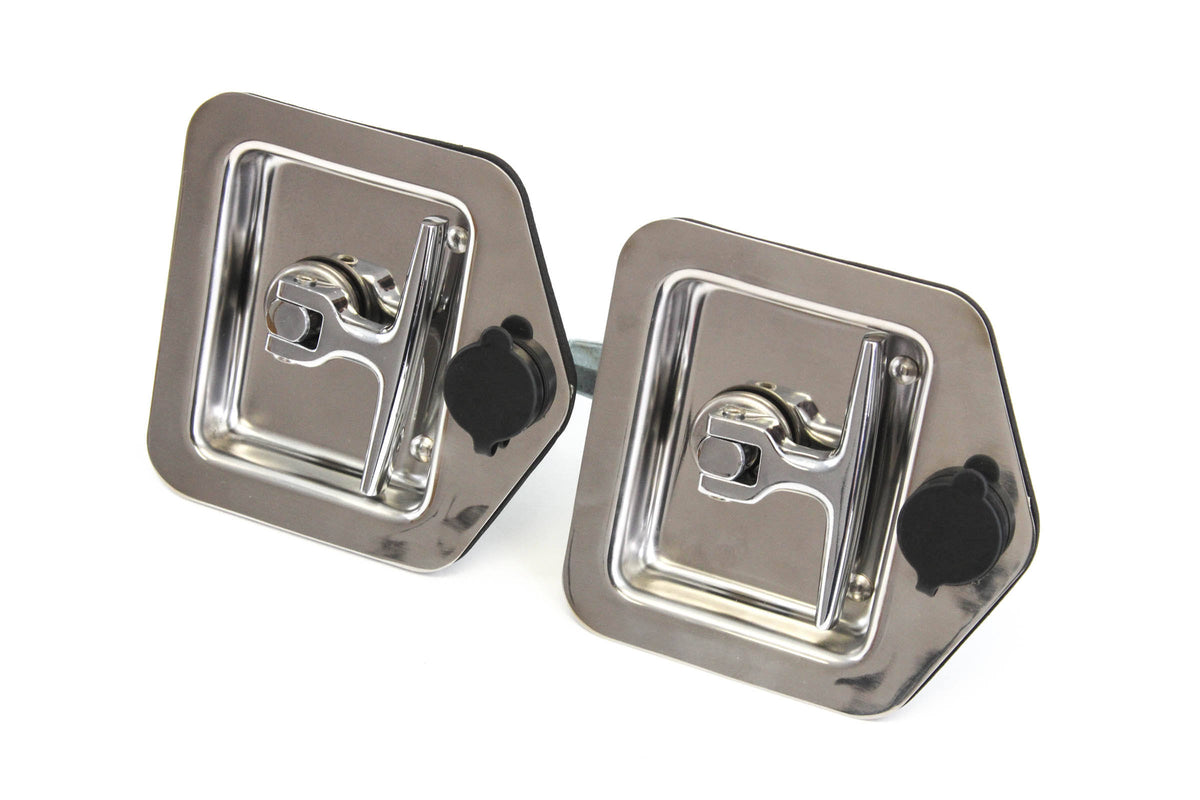 2 Folding T Handle Single Point Latch Blind Studs Cylinder Gasket Keys Camper RV Q622