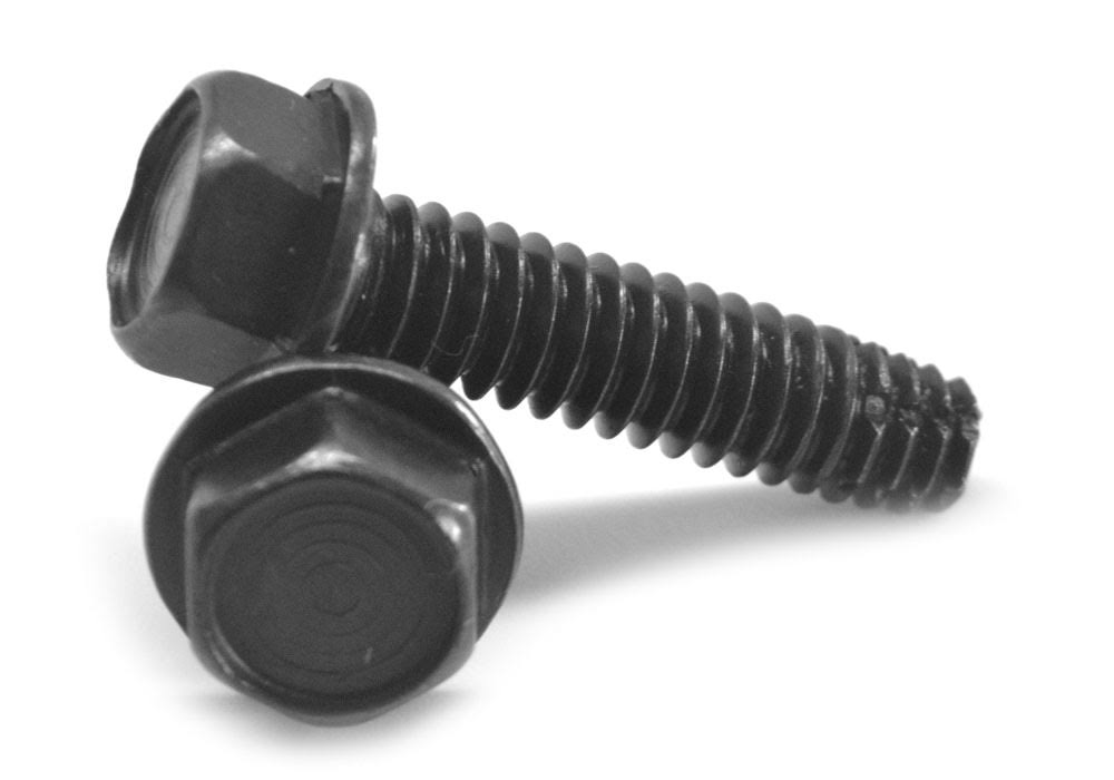 5/16-18 x 1 1/2 Coarse Thread Thread Cutting Screw Hex Washer Head Type F Low Carbon Steel Black Oxide Z878798