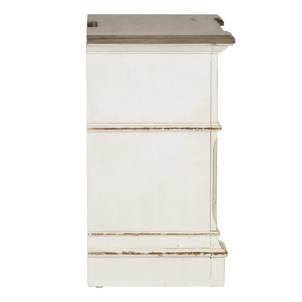 White 2 Drawer Night Stand with Charging Station G587