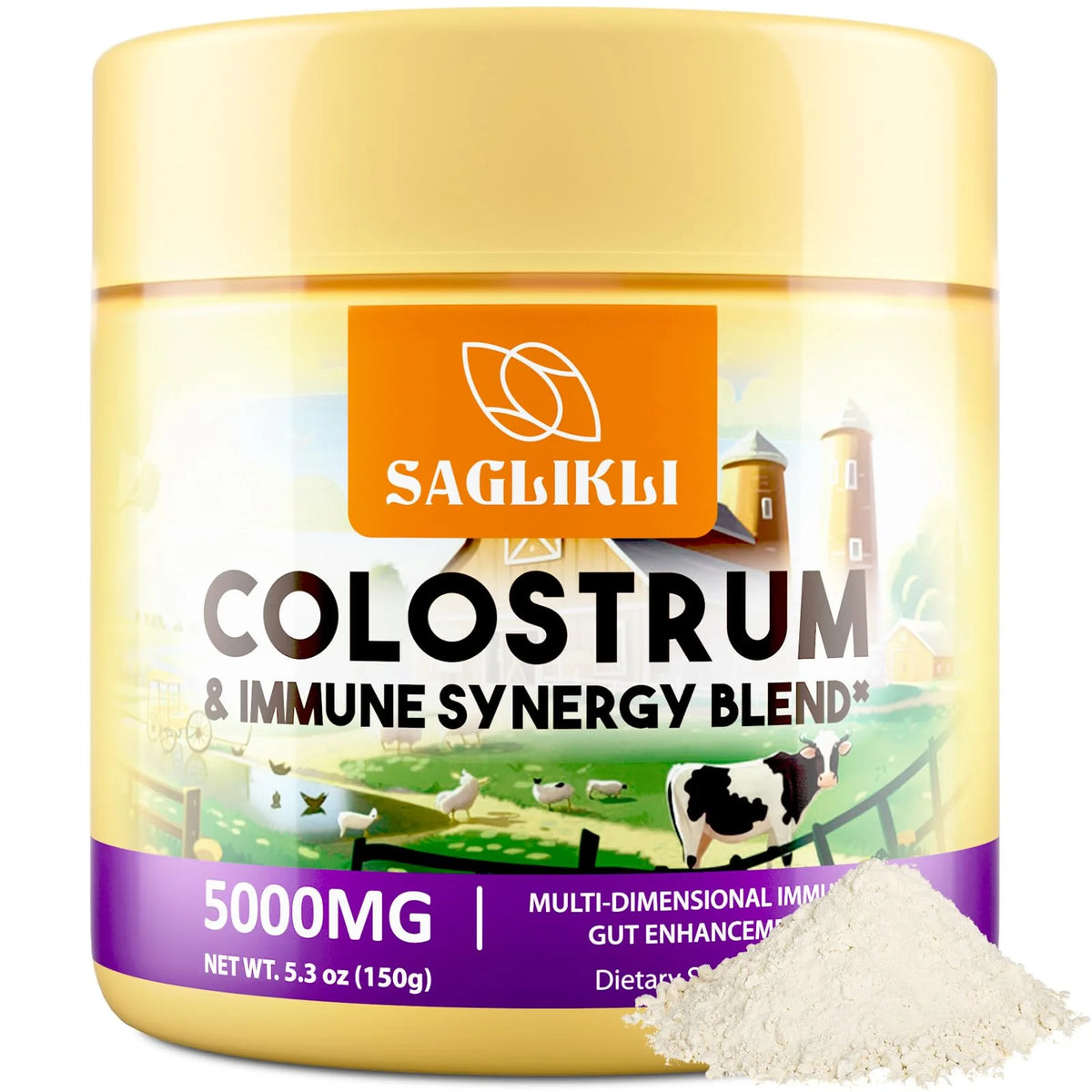 Grass Fed Bovine Colostrum Powder Supplement 5000 mg, 30 Servings G36089