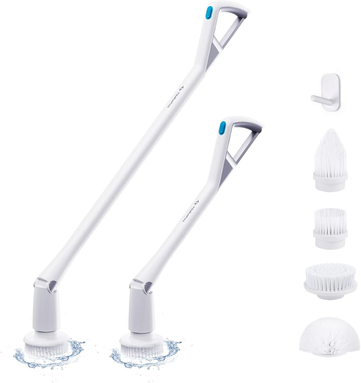Electric Spin Scrubber with 4 Replaceable Rotating Brush Heads, 26/43 Inch Adjustable Extension Handle, Pack of 2 X45844