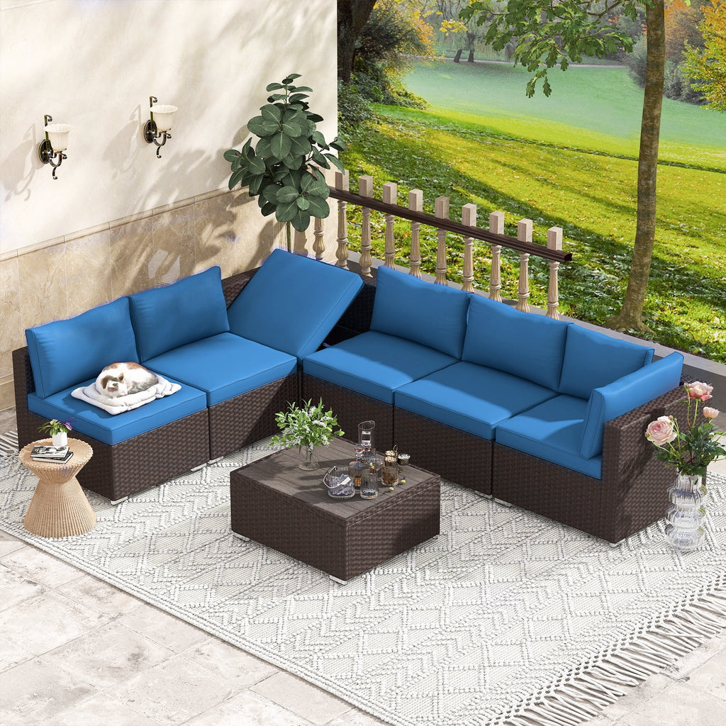 7 Piece All-Weather Rattan Wicker Patio Furniture Set M635392