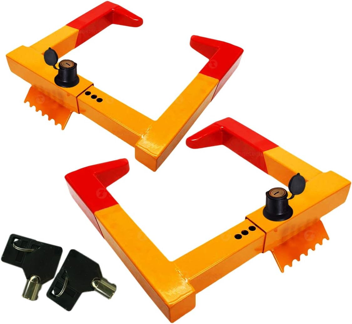 2-Pack Heavy Duty Anti-Theft Wheel Chock Lock for Trailer, Truck and SUV F34488