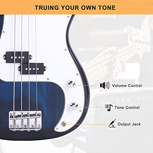 Red Full Size 4 String Electric Bass Guitar V5214