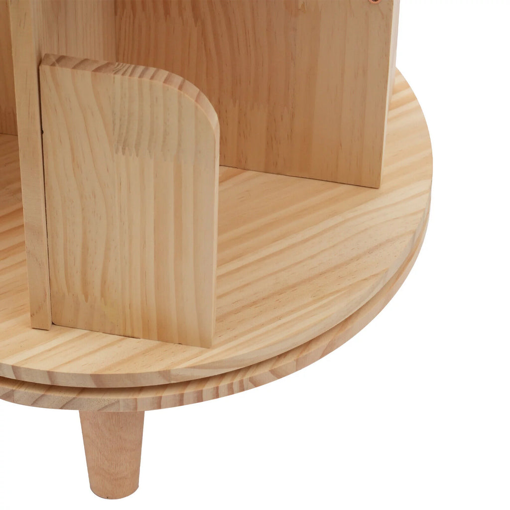 3 Tiered Rotating Wooden Bookshelf Storage Rack S52324