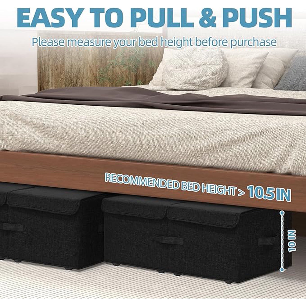Black 2 Pack Under Bed Storage Container with Wheels and Lids X222