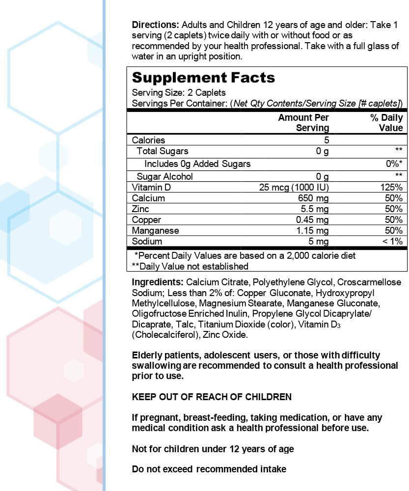 650 mg Calcium Citrate with 25 mcg Vitamin D3, 120 Count Calcium Supplement V288