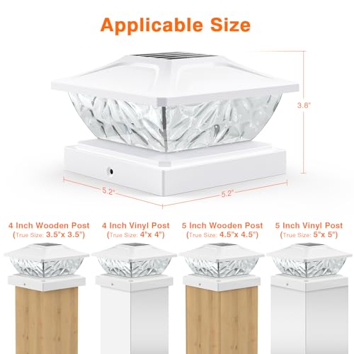 12 Pack Solar Post Cap Lights for 4x4 4.5x4.5 5x5 Posts H40747