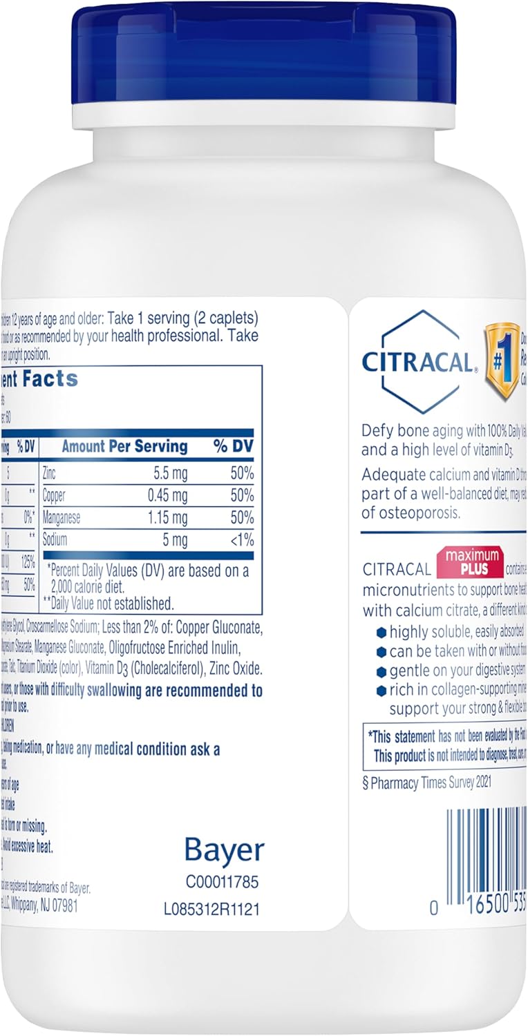 650 mg Calcium Citrate with 25 mcg Vitamin D3, 120 Count Calcium Supplement V288