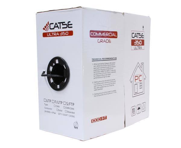 Cat5e Unshielded Bulk Ethernet Cable, CMX, Outdoor, UTP, 24 AWG, 1000ft T931348
