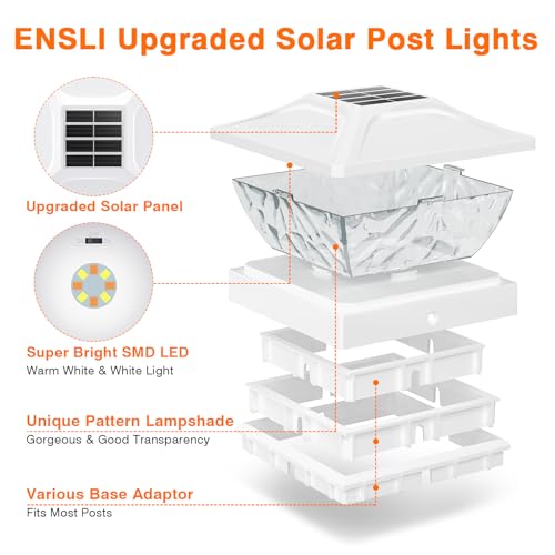 12 Pack Solar Post Cap Lights for 4x4 4.5x4.5 5x5 Posts H40747