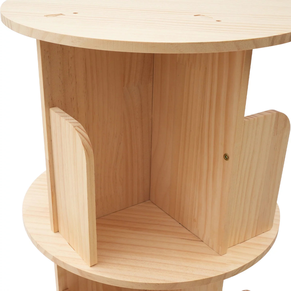 3 Tiered Rotating Wooden Bookshelf Storage Rack S52324