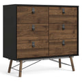 Black Matte and Walnut 6 Drawer Engineered Wood Chest X76443