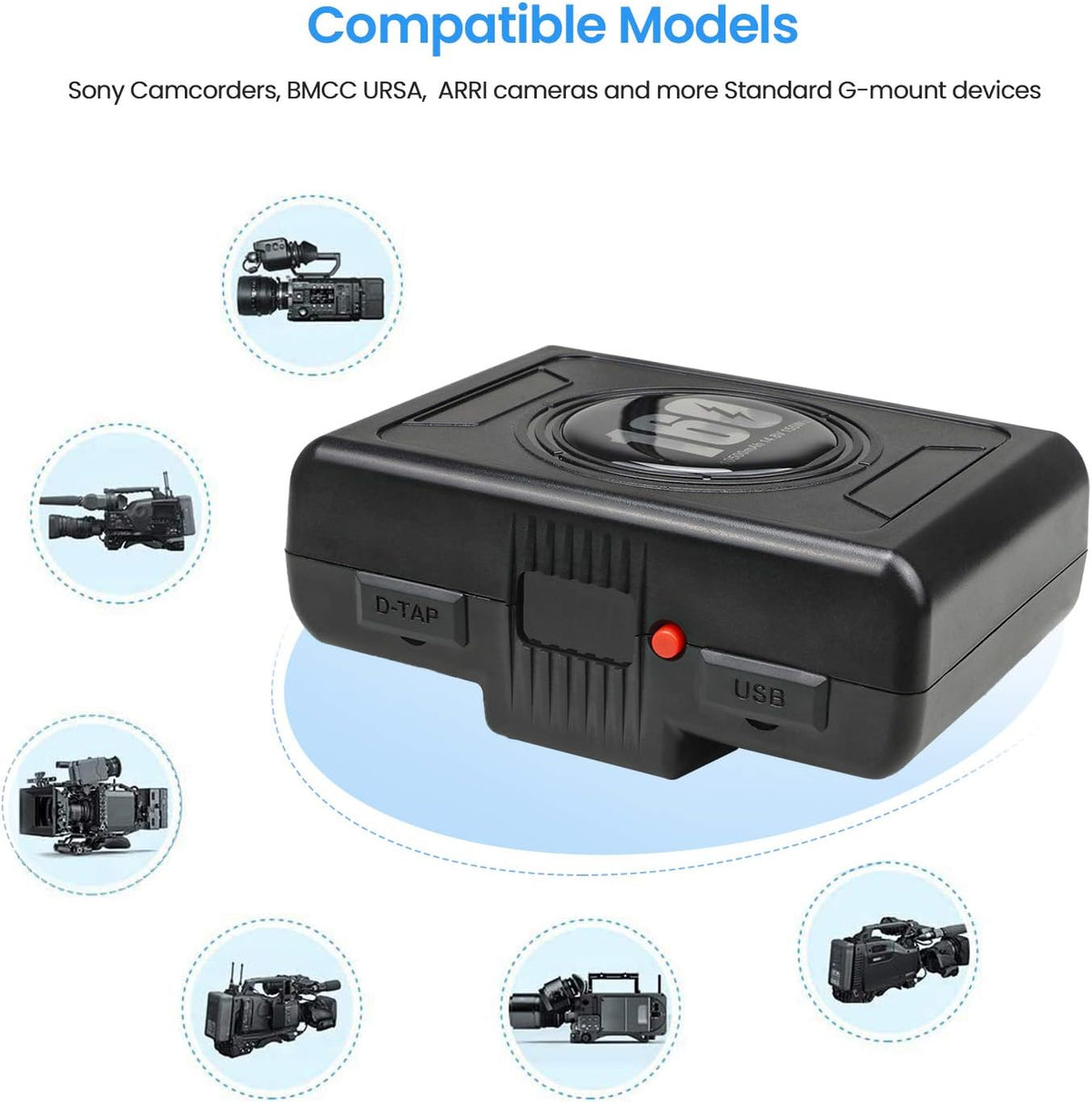 155Wh Gold Mount Battery with D-tap Charger and D-Tap Output Cable X549