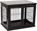 26'' Wooden Dog Cage Pet Crate Kennel with Double Door, Dark Brown D58910