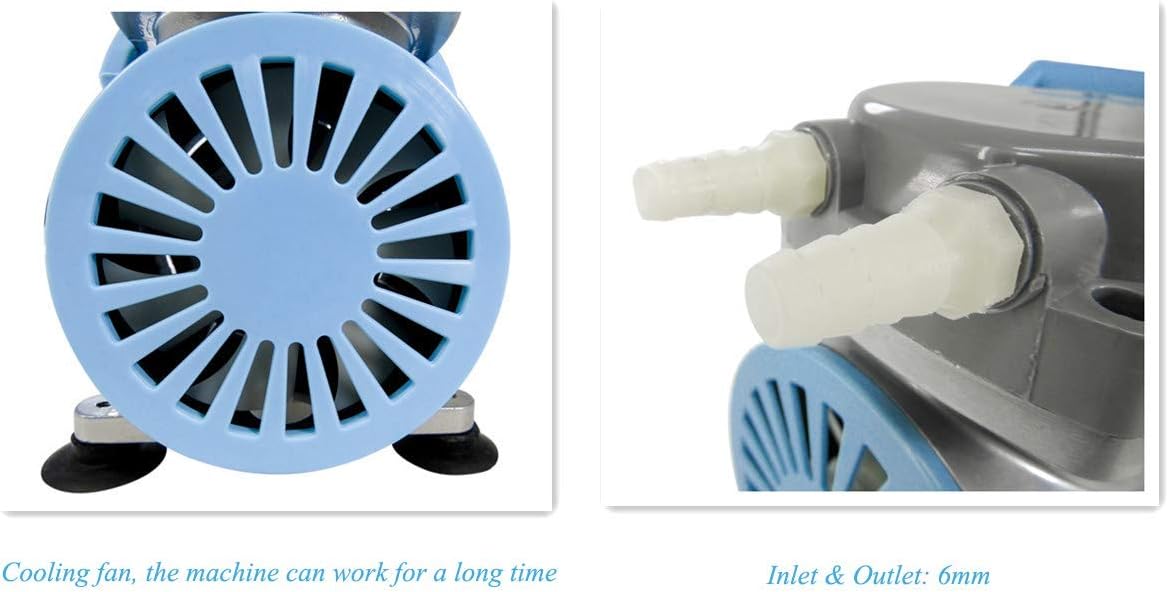 Oilless Diaphragm Vacuum Pump 12L/min 0.5CFM 110V US Plug B65300