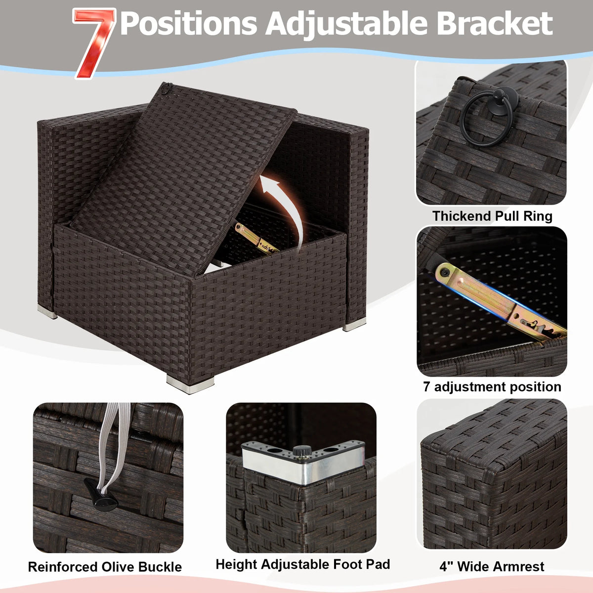 7 Piece All-Weather Rattan Wicker Patio Furniture Set M635392