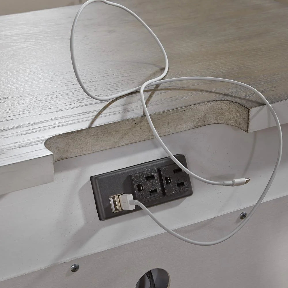 White 2 Drawer Night Stand with Charging Station G587