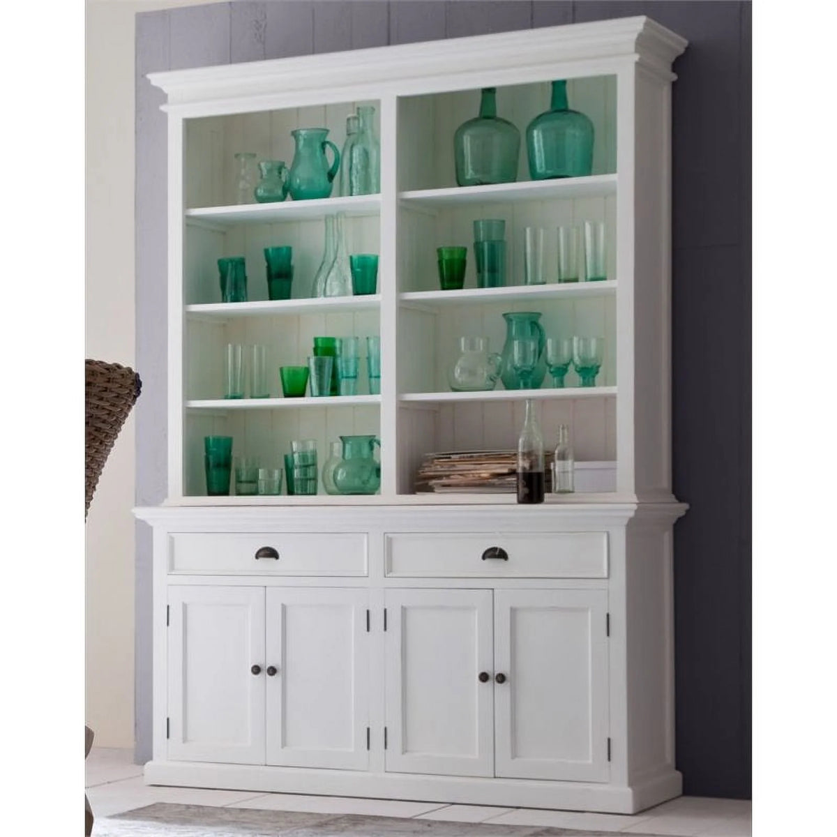 Storage Cabinet with Hutch in Pure White H773