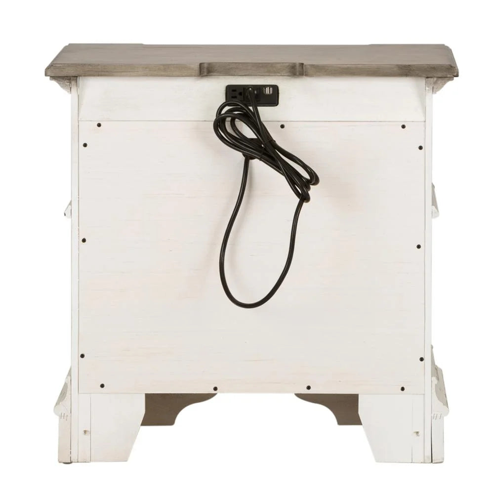 White 2 Drawer Night Stand with Charging Station G587
