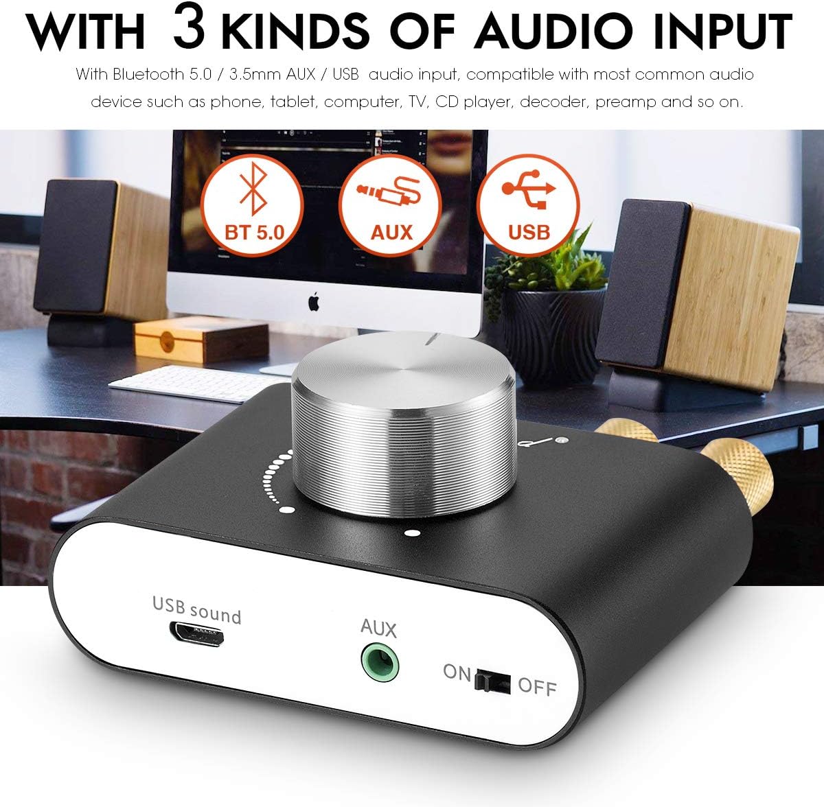 Black Mini Bluetooth Power Amplifier 50W×2 Pack of 2 Z58134