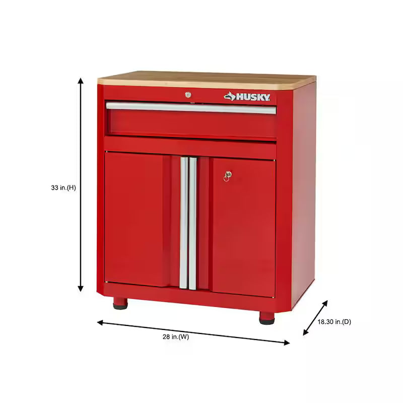 24-Gauge Steel 1-Drawer 2-Door Garage Base Cabinet in Red J541