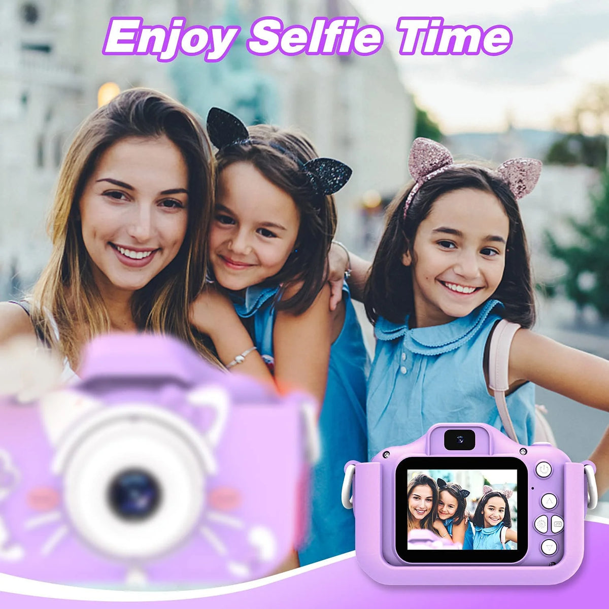 Kids Camera with Cartoon Soft Silicone Cover, 32G SD Card Included I3758