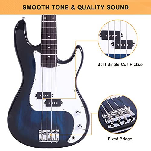 Red Full Size 4 String Electric Bass Guitar V5214