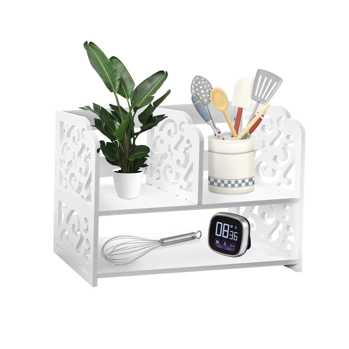Small Desktop Organizer Bookshelf Storage Rack Wood Display Shelf A812577