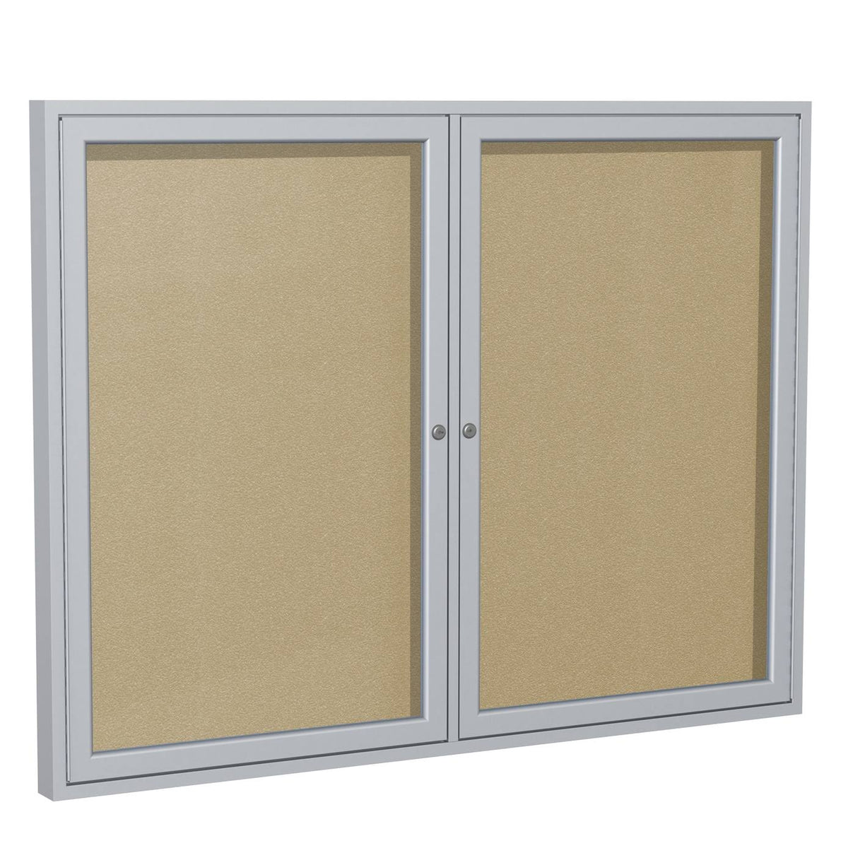 2 Door Enclosed Vinyl Bulletin Board Satin Frame Caramel T971