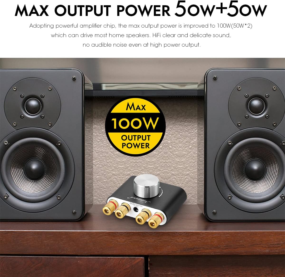 Black Mini Bluetooth Power Amplifier 50W×2 Pack of 2 Z58134