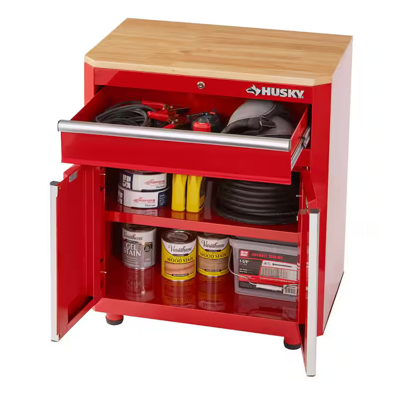 24-Gauge Steel 1-Drawer 2-Door Garage Base Cabinet in Red J541