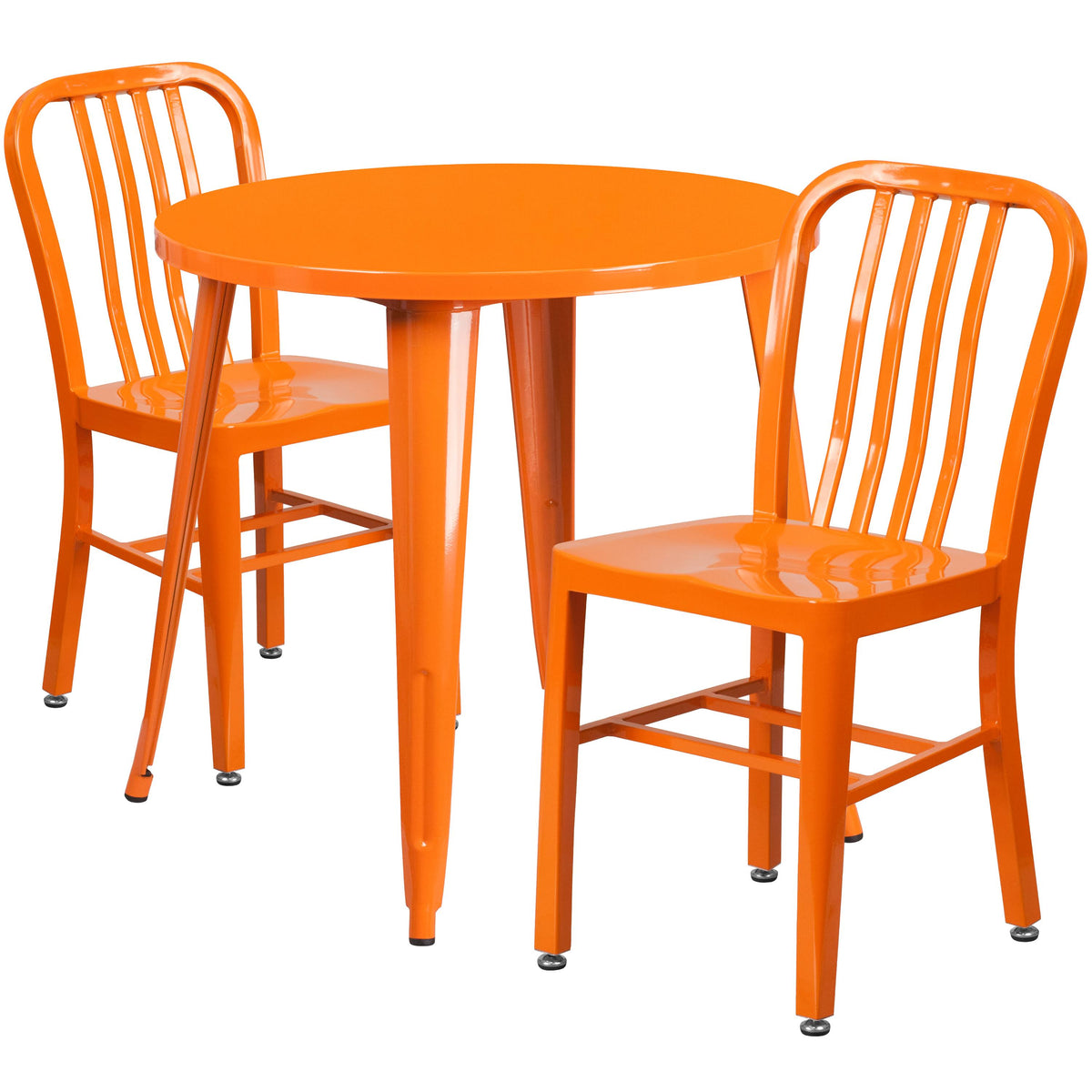Orange Metal Indoor-Outdoor Table Set with 2 Chairs G260