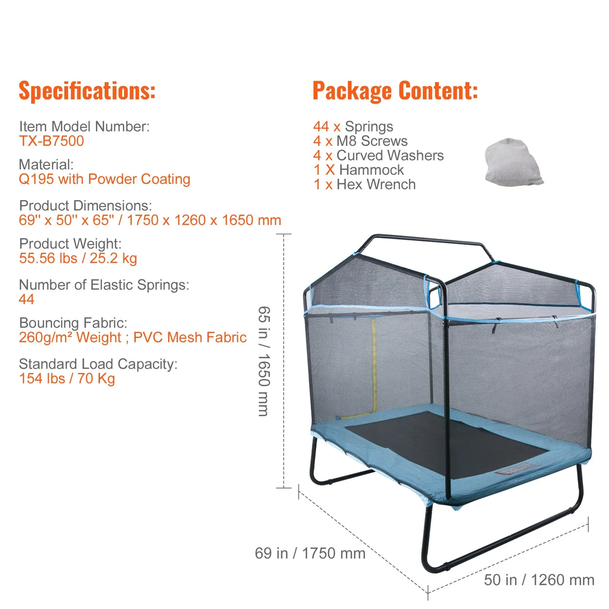 6FT Trampoline with Enclosure Net Z2999