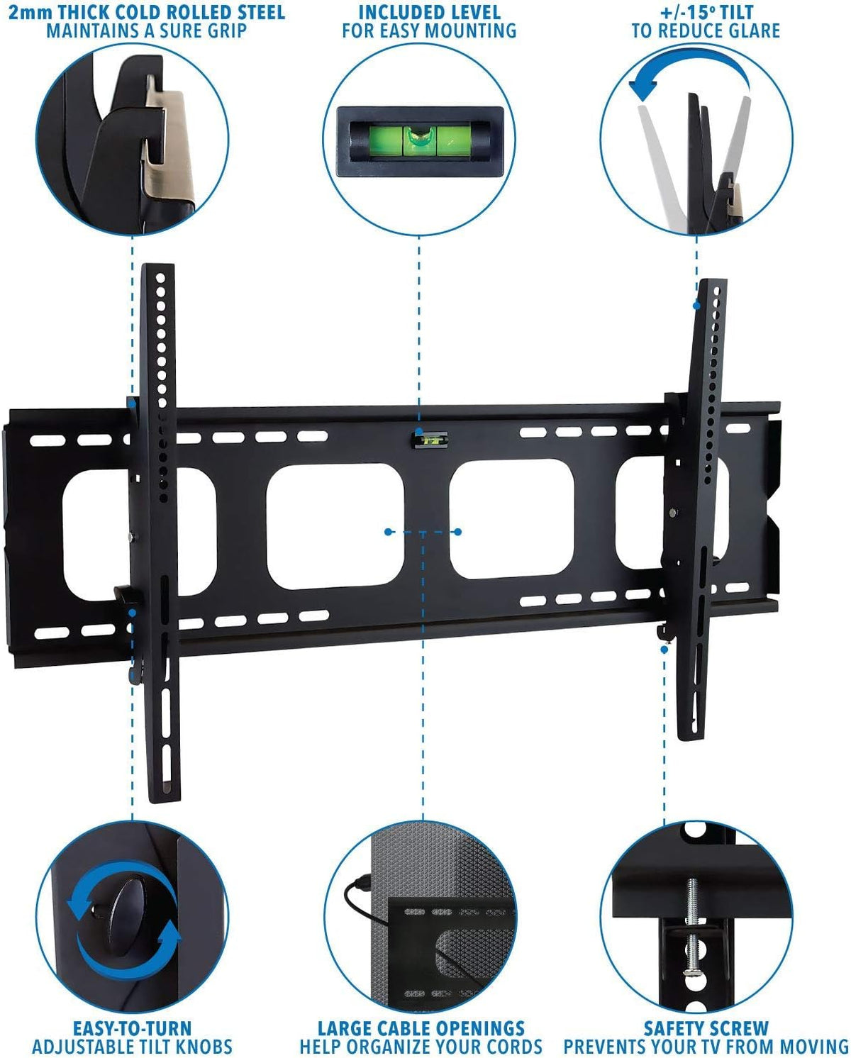 Large Tilting TV Wall Mount Bracket, 220 Pound Capacity, VESA Compatible, Pack of 2 Z319